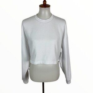 Asos Womens Small White Long Sleeve Crop Sweatshirt Y2K Streetwear